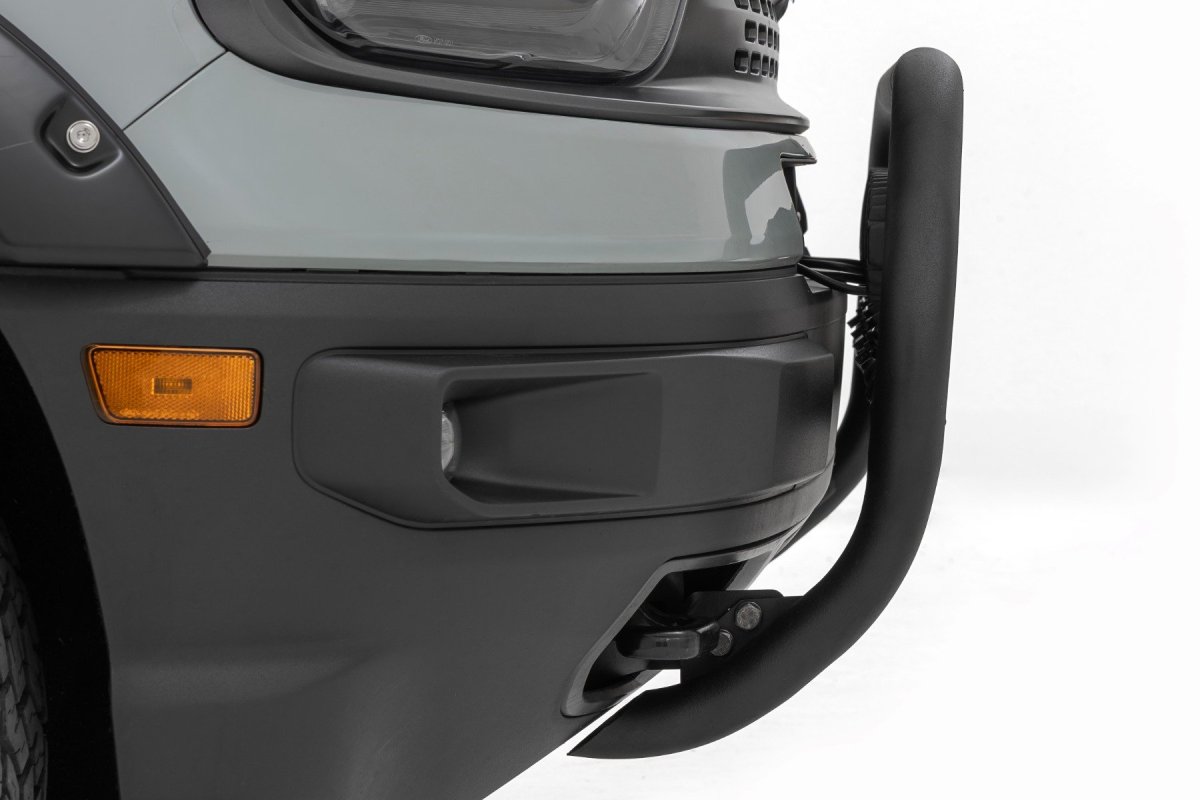 Ford Bronco Sport Nudge Bar - Rough Country - w/ Tow Hooks | 20 Inch Black Single Row LED - Black - '21-'24